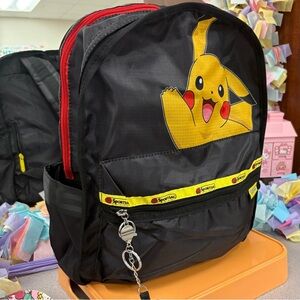 Pikachu Black Backpack with Red Poke Ball Charm Coin Pouch